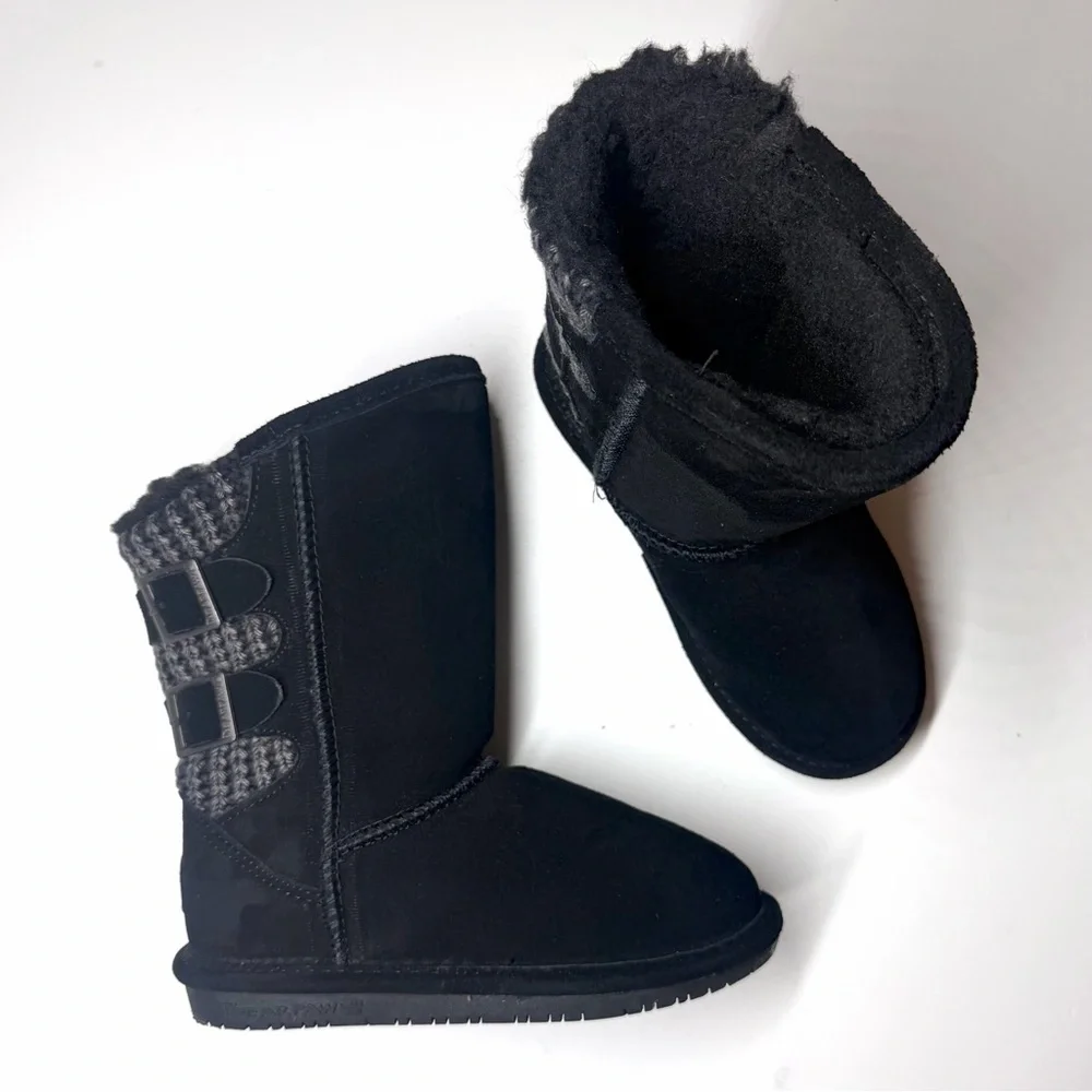 Bearpaw Girl's Boshie Black Suede Water Resistant Boots - Size 13